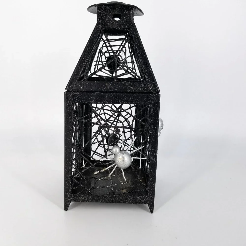 Spider Web Lantern Candle Holder Black Metal Halloween Home Decor Gothic 8